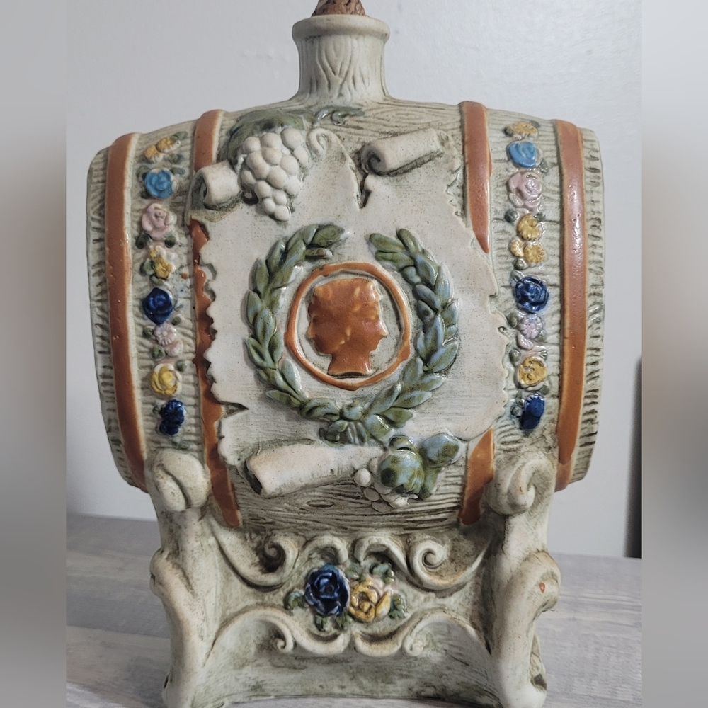 Vintage Girolamo Luxardo Sevi Ceramic Barrel Decanter Bottle